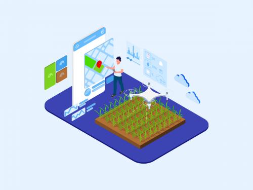 Automatic Watering with Drones Isometric - T2