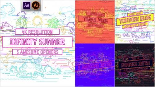 Videohive - Youtube/ Infinity Summer Openers/ Social Media/ Line Icons/ Cartoon/ Music Dance Party/ IGTV/ Event - 21916118