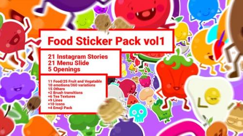 Videohive - Food Sticker Pack/ Emoji/ Stories/ Restaurant/ Mask/ Snapchat/ App/ IGTV/ Tracking/ AE Face Tools - 22728977