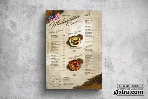 Malaysian Poster Food Menu - A3 & US Tabloid