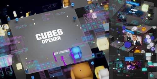 Videohive - TV Broadcast Cubes Opener / Modern HUD and UI Intro / YouTube Technology Reviewers - 21381227