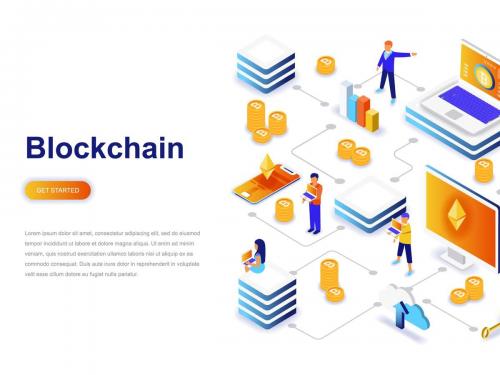 Blockchain and Cryptocurrency Isometric Concept