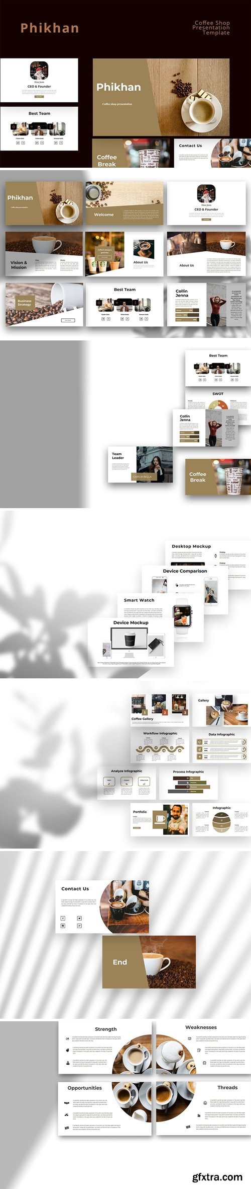 Phikhan - Coffee Shop Powerpoint, Keynote and Google Slides Templates