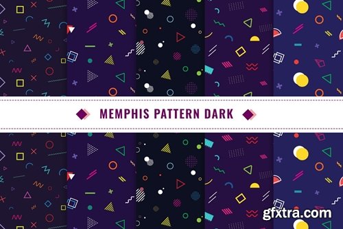 Memphis Seamless Pattern Dark v1