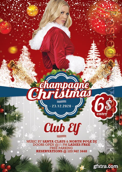 Champagne christmas - Premium flyer psd template