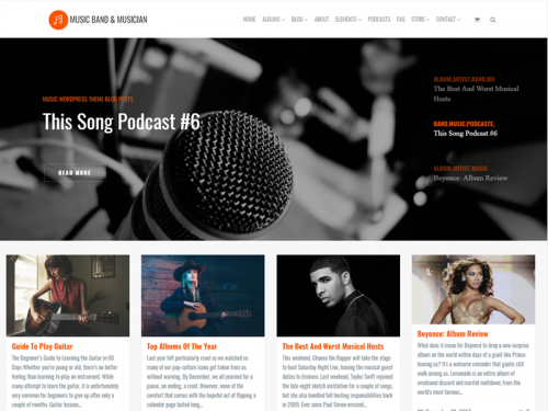Blog Full-Width Page - Music WordPress Theme