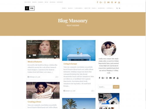 Blog Masonry Right - Ink WordPress Theme