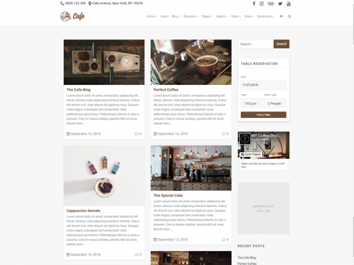 Blog Masonry Right Sidebar - Cafe WordPress Theme