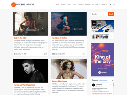 Blog Right Sidebar - Music WordPress Theme