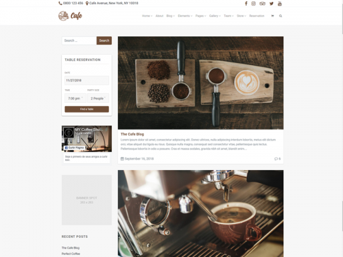 Blog Standard Left Sidebar - Cafe WordPress Theme