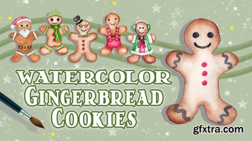 Watercolor Gingerbread Cookies: Man, Woman, and Child