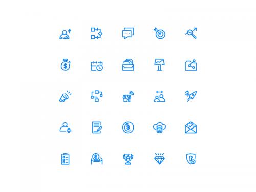 business and management icons (outline)