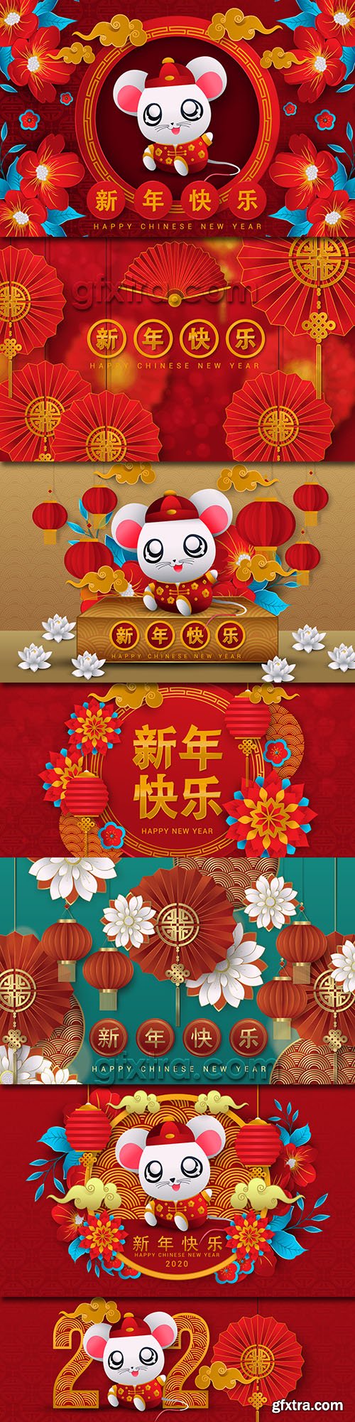 Happy Chinese New Year rat red decor backgrounds 6