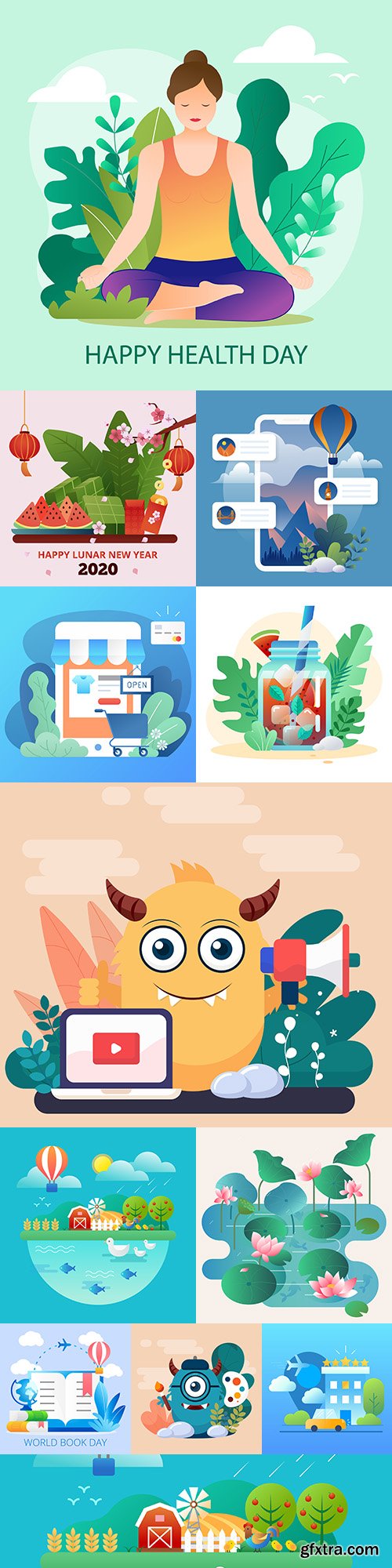 Lifestyle and technology collection flat design illustration