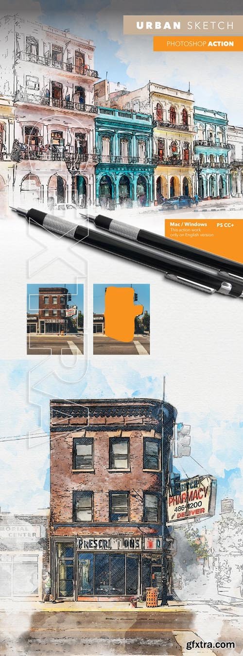 GraphicRiver - Urban Sketch Photoshop Action 25159151