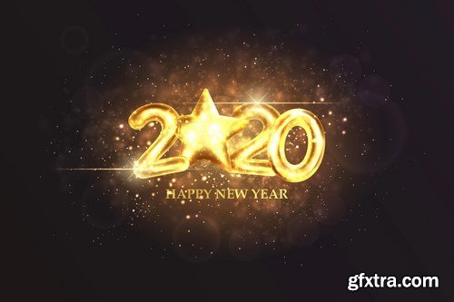 Happy New Year 2020 colorful greeting card