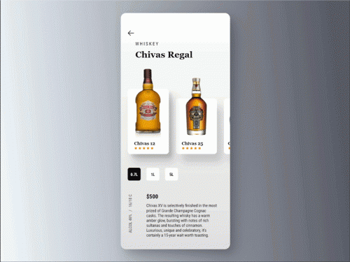 Chivas Regal Product screen - UI/UX
