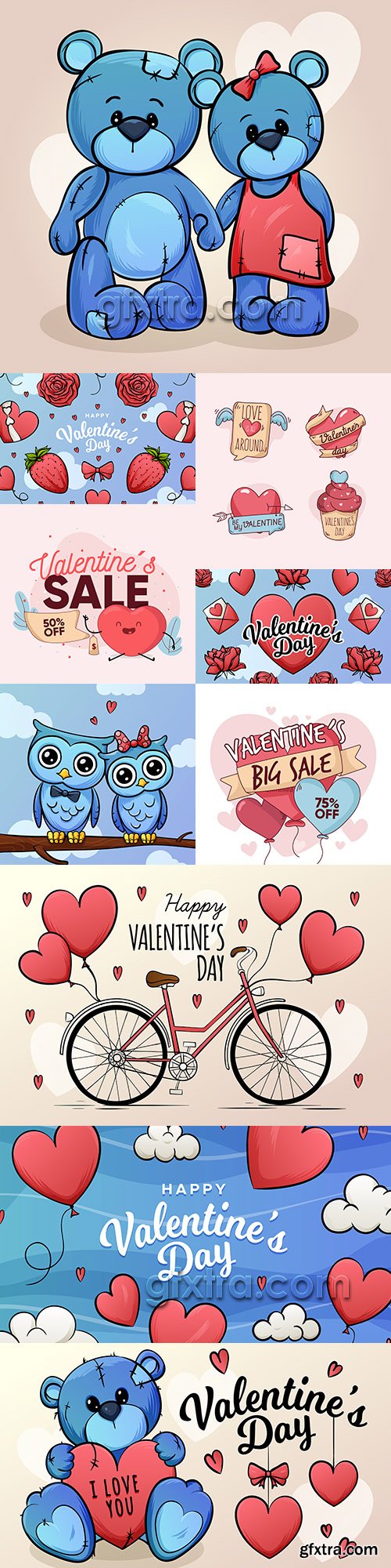 Valentine\'s Day romantic elements illustrations 3