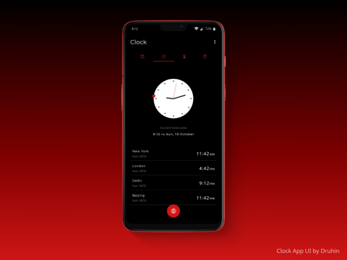 Clock App UI - World Clock Page Design