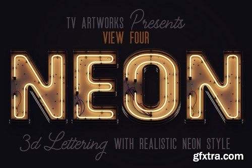 Modern Neon 3D Lettering View 4