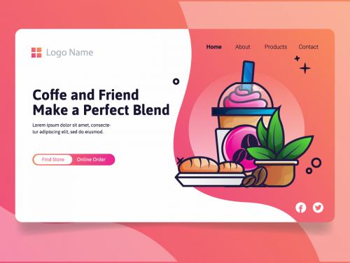 Coffee with Friend Make a Perfect Blend Landing Page Concept