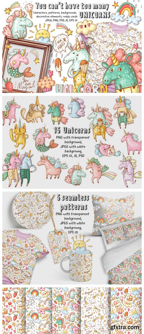 Doodle Unicorns and Patterns 2296094
