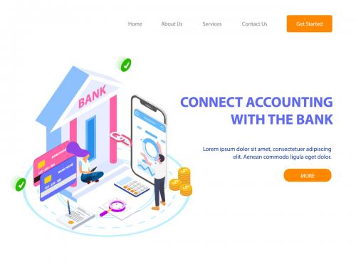 Connect Account with Bank by Finance Isometric -FV