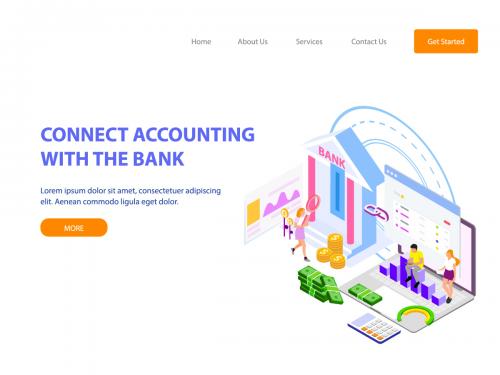 Connect Account with Bank by Finance Isometric -FV