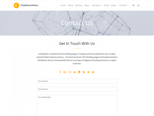 Contact Full Page - Cryptocurrency WordPress Theme