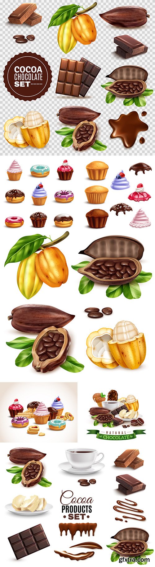 Cocoa, chocolate and sweet baking 3d illustration