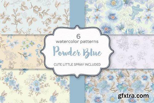 Powder Blue Watercolor Patterns
