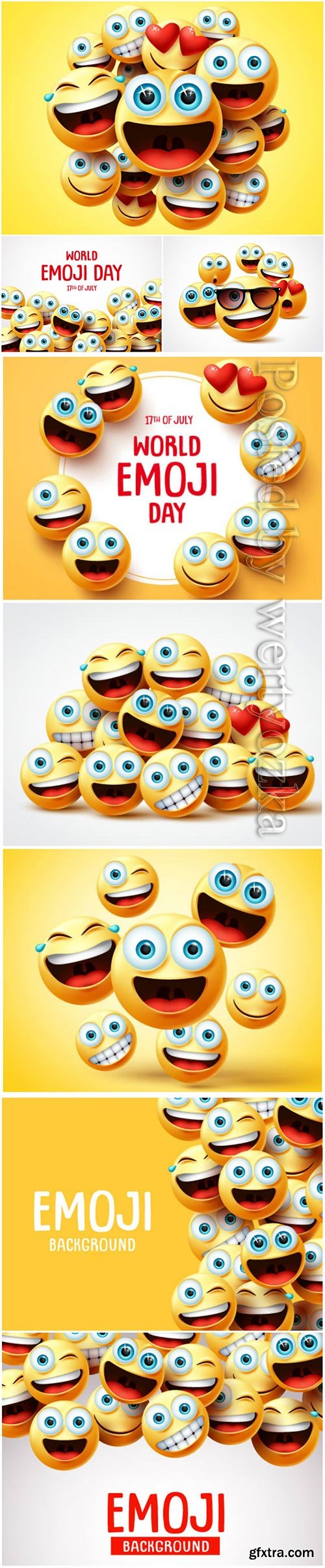 Smiley emoji faces group vector design