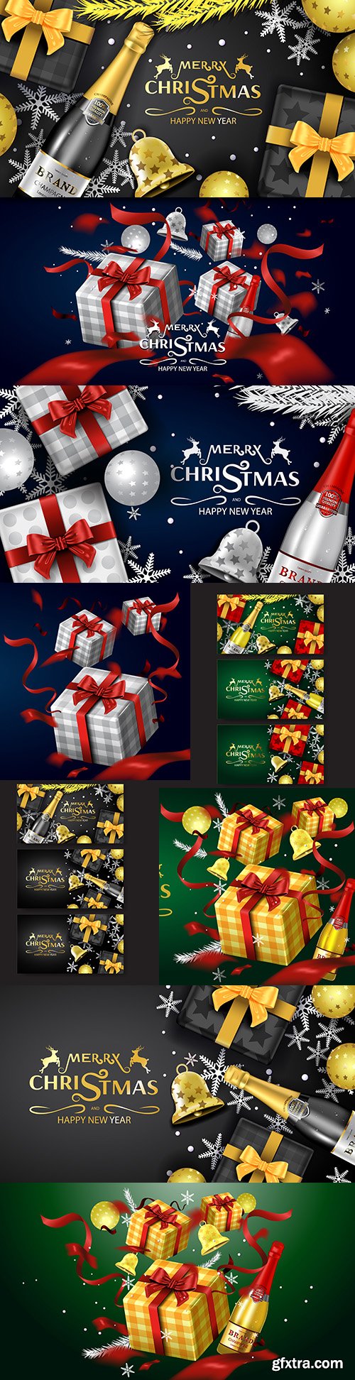 Merry Christmas and New Year background decorative 35