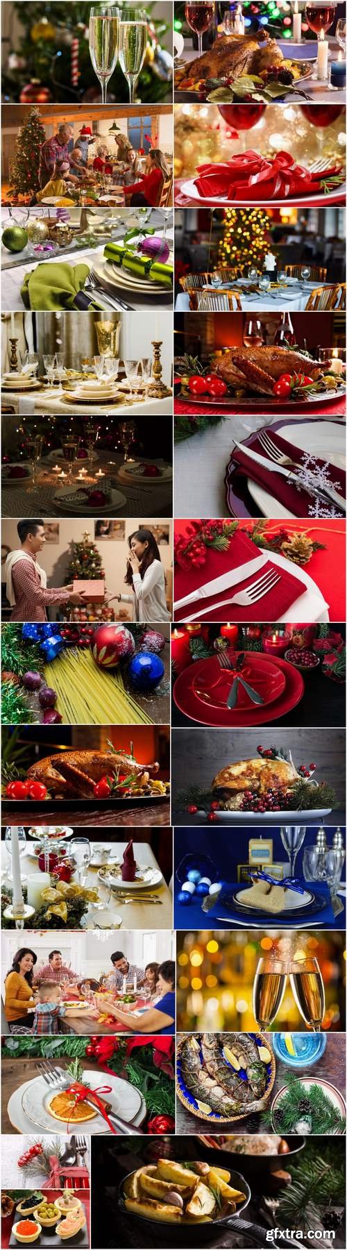 Holiday dinner family New Year table setting banquet dish eating food cutlery 25 HQ Jpeg