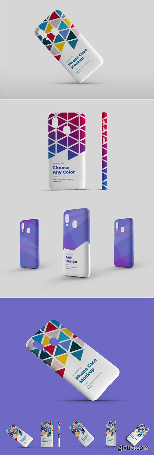 5 Smartphone Phone Case Mockup Set Front View 310002140