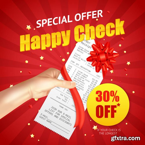 Happy Check - Shopping Sale Discount Vector Template