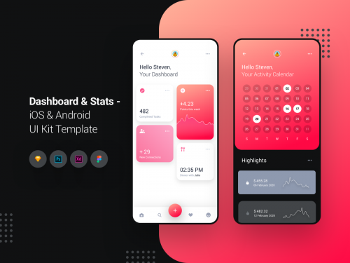 Dashboard & Stats - iOS & Android UI Kit Template