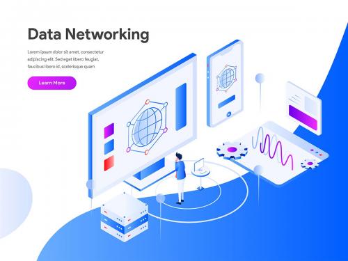 Data Networking Isometric Illustration Concept