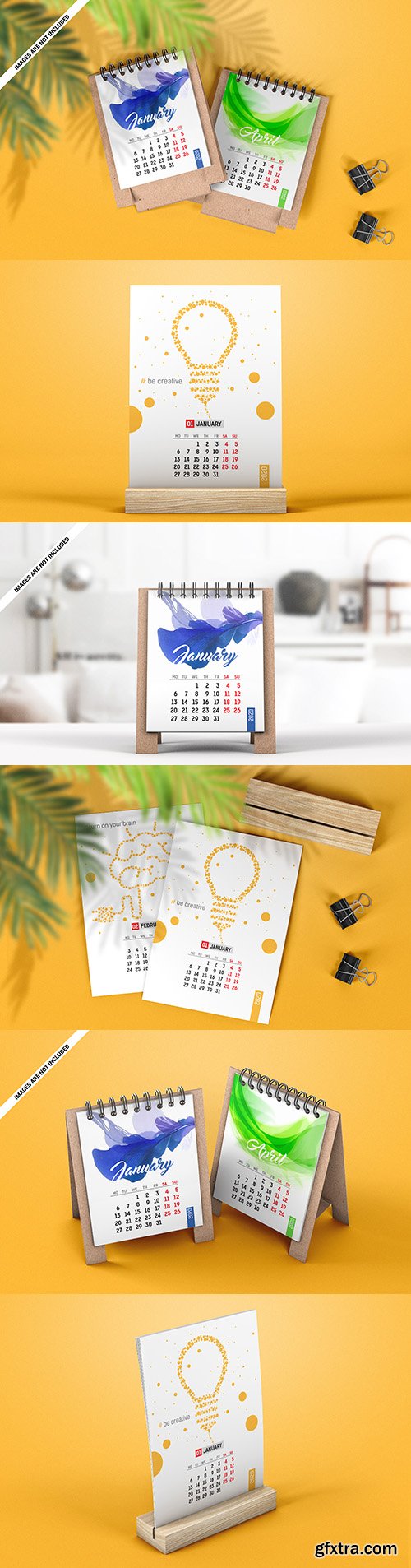 Calendar vertical pages and mini-desktop calendar Mock-Up