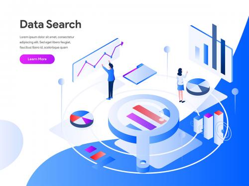 Data Search Isometric Illustration Concept