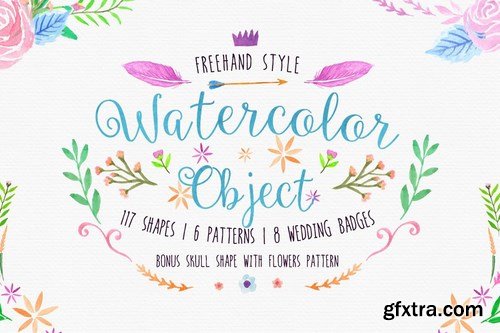 Freehand Watercolor Style Objects