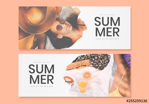 Web Banner Set with Vacation-Themed Images - 255259136