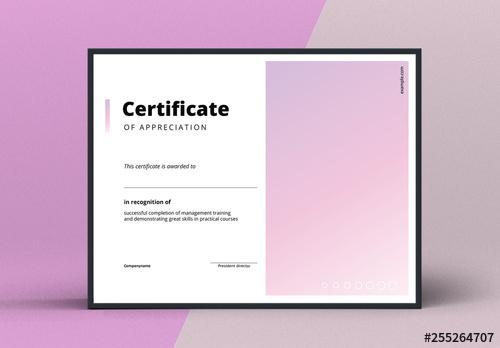 Award Certificate Layout with Pink Gradient Element - 255264707