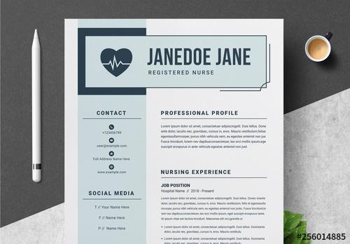 Resume and Cover Letter Layout with Light Blue Accents - 256014885