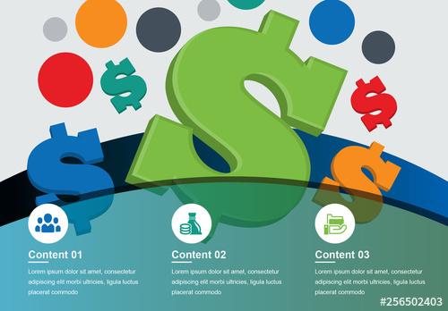 Financial Infographic With 3D Vector Dollar Signs - 256502403