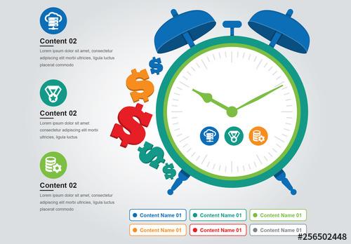 Infographic with Clock and Dollar Signs - 256502448