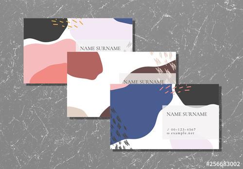 Colorful Abstract Business Card Layouts - 256683002