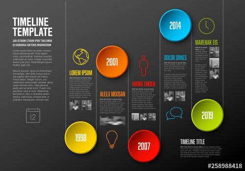 Timeline Infographic with Circular Elements - 258988418