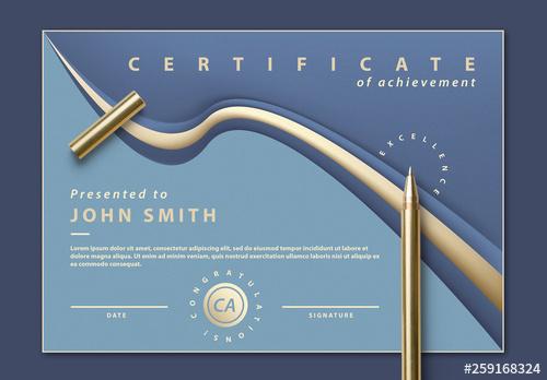 Certificate of Achievement with Abstract Blue Design - 259168324