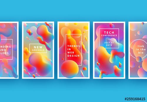 Social Media Layouts with Colorful Liquid Gradients - 259168415